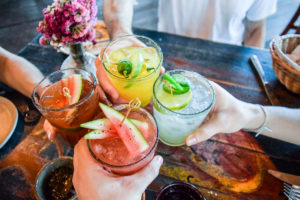 instagram mosquito Friends,Toasting,,Saying,Cheers,Holding,Tropical,Blended,Fruit,Margaritas.,Watermelon