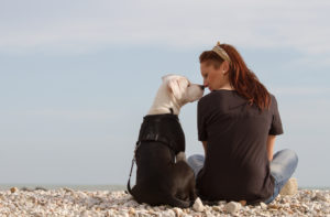 tick cover Young,Woman,Looking,At,Dog,Nose,To,Nose