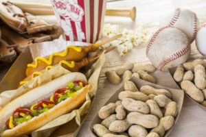 baseball foodie Baseball,Party,Food,With,Balls,And,Mizuno,On,A,Wood