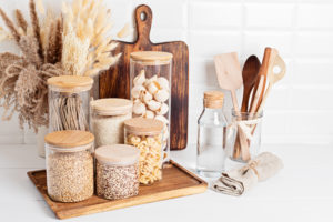 thanksgiving ingredients Assortment,Of,Grains,,Cereals,And,Pasta,In,Glass,Jars,And