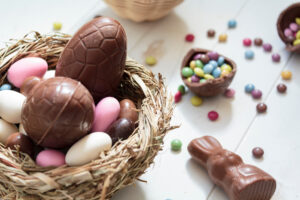 what if easter cover Chocolate,Eggs,And,Easter,Almonds,On,Bird,Nest,,Chocolate,Bunny
