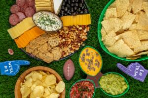 tailgate cover Football,Tailgate,Themed,Party,Food,Display,With,Bowls,Of,Chips,