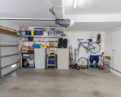 Storage shelves and sealed bins preventing garage pests
