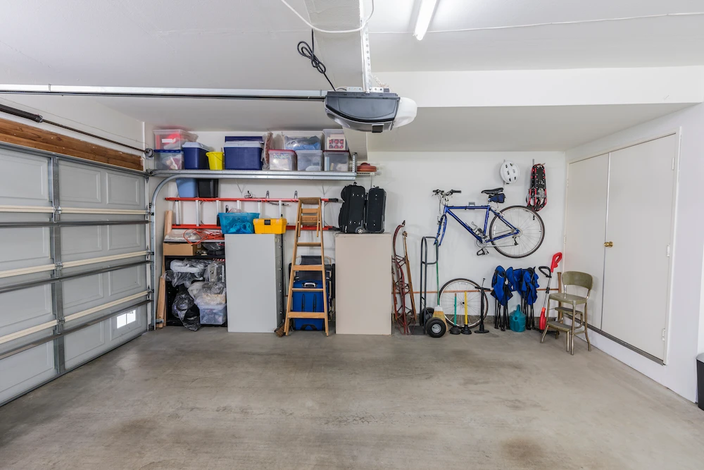 Storage shelves and sealed bins preventing garage pests