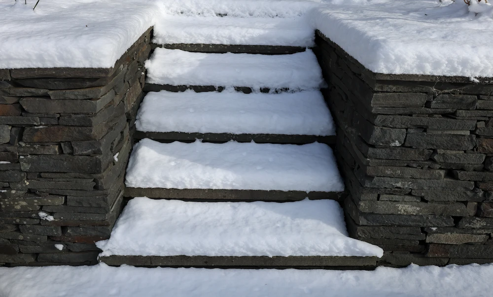snow-covered stairs