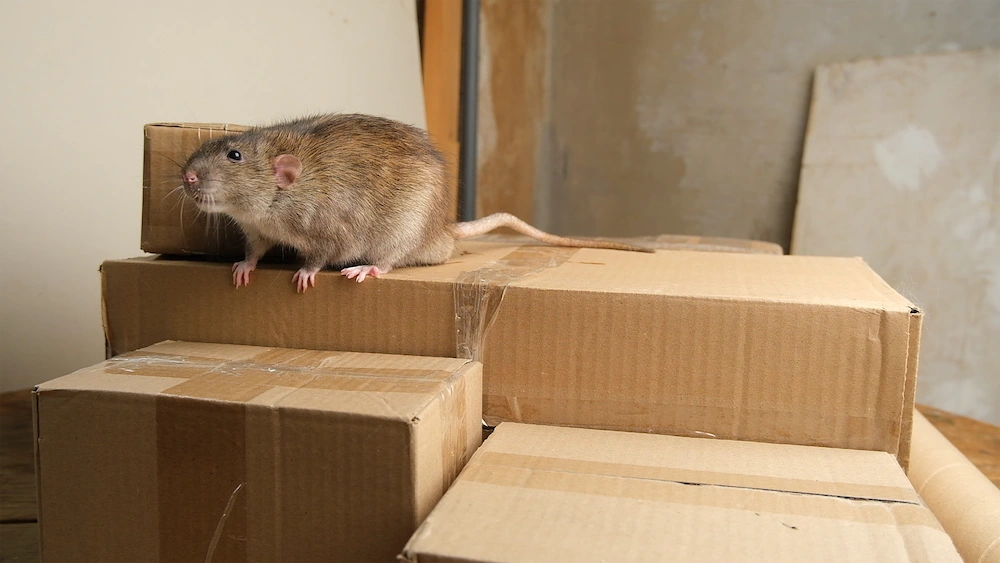 rat on boxes