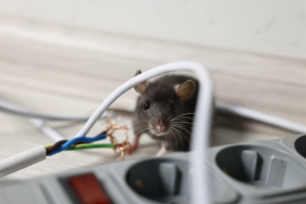 rat chewing on wires
