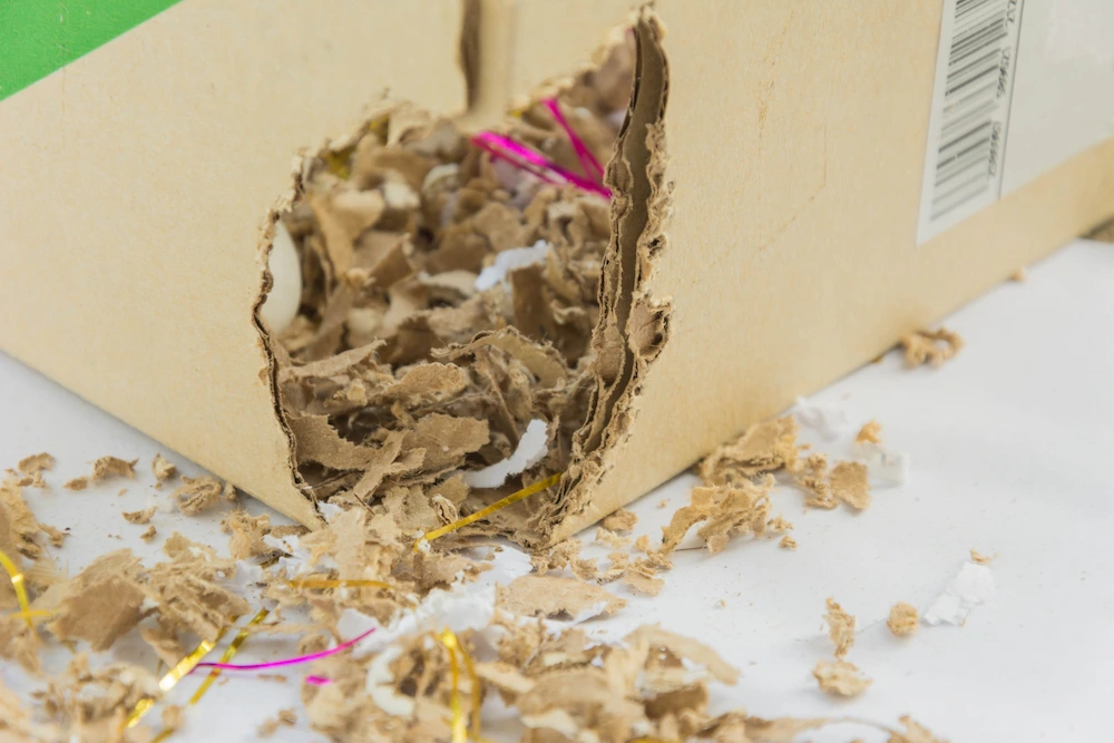 chewed cardboard and materials